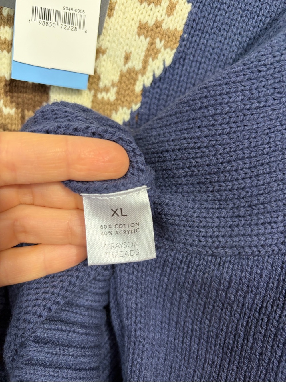 NWT Grayson Threads Patriotic Bear Cropped Crewneck Sweater in Blue Size XL - Picture 7 of 9